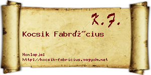 Kocsik Fabrícius névjegykártya